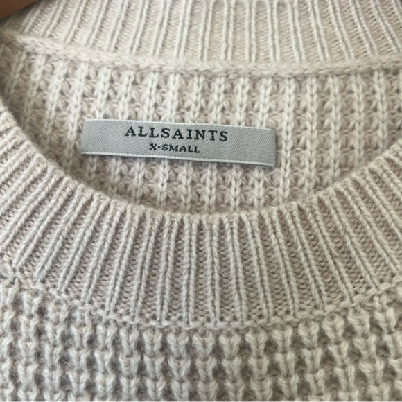 All Saints Chunky Asymmetrical Cable Knit Texture Block Sweater Sz XS - Picture 5 of 13